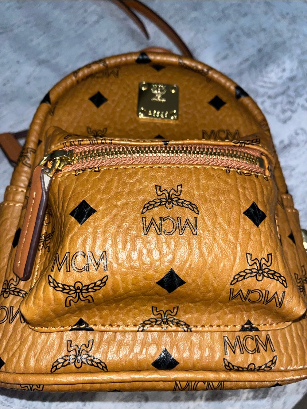 MCM Cognac Logo Mini Backpack Crossbody Bag - Picture 5 of 13